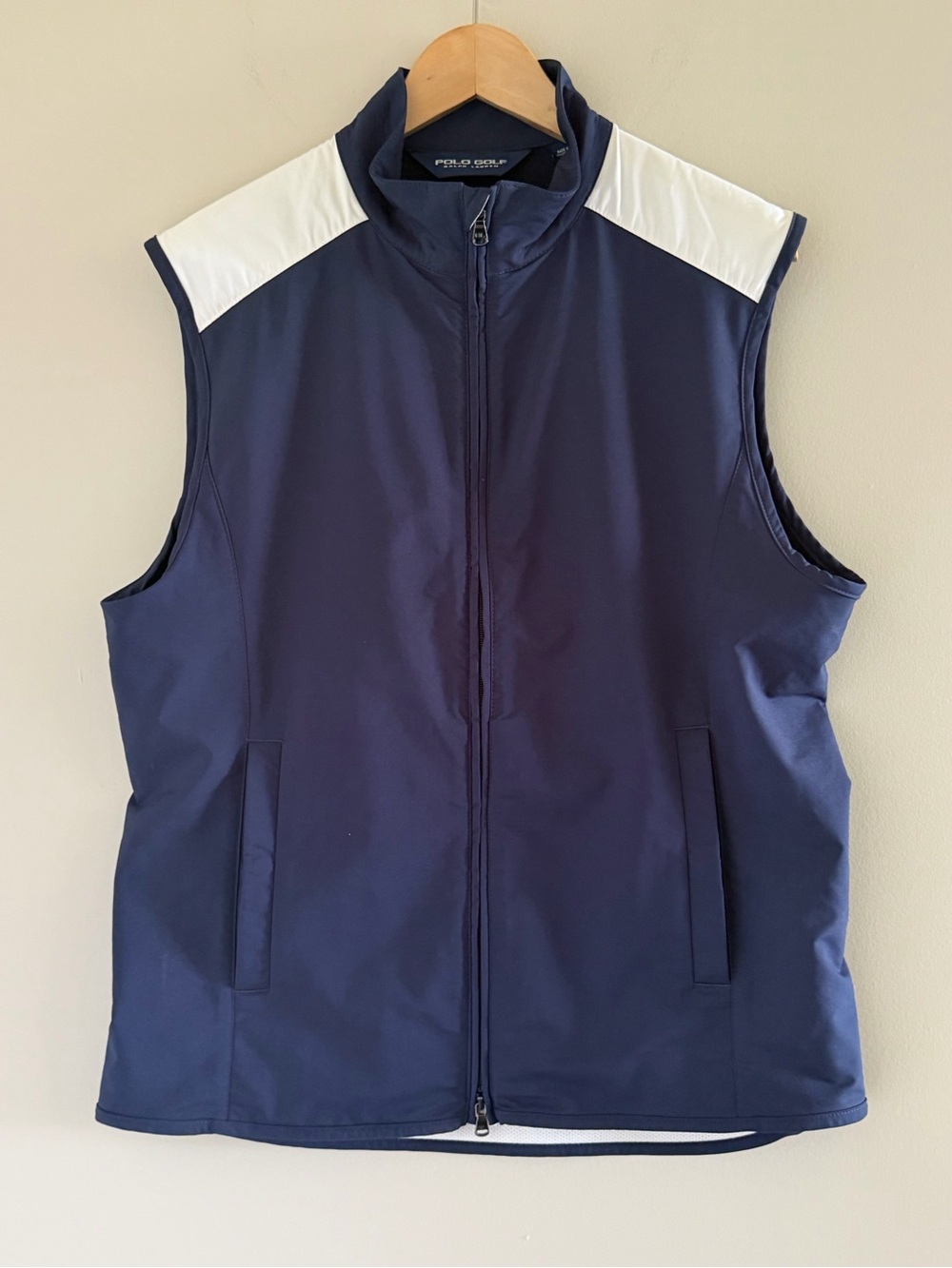 Polo Golf Ralph Lauren Mens Medium Navy White‎ Performance Golf Vest Windbreaker